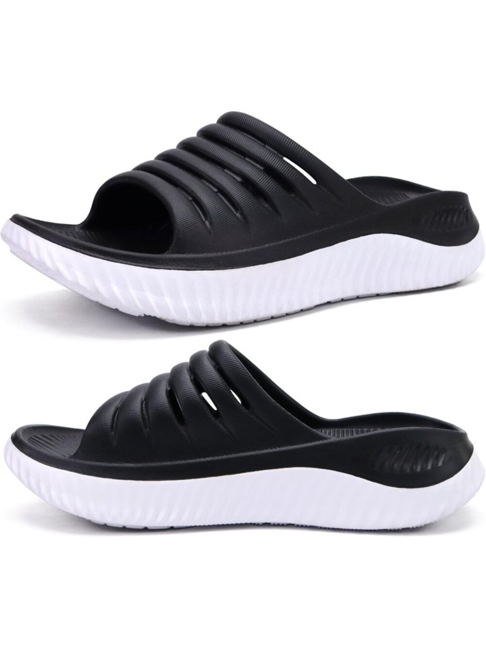🆕 Women's White Black Sandals With Comfortable Arch Support Sport Slides Casual